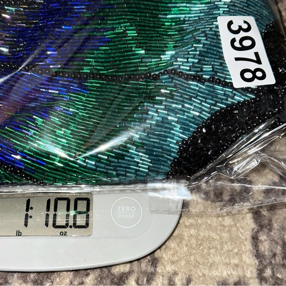 OLEG CASSINI Vintage 80’s Women’s S Black Green Blue Silk Beaded Blouse Jacket - Picture 11 of 12